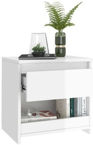 Mesas de cabeceira 2 pcs 40x30x39 cm contrapl. branco brilhante