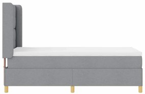 Cama Box com Colchão e Luz LED Cinza Claro 100x200 cm Tecido