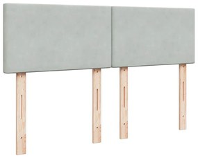Cama com molas/colchão 160x200 cm veludo cinzento-claro