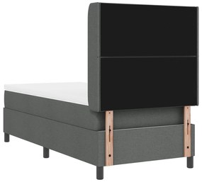 Cama Box Spring com Colchão e LED Cinza Escuro 90x200 cm Tecido