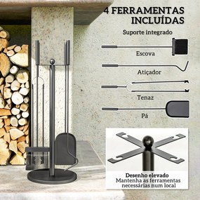 Outsunny Conjunto de Ferramentas para Lareira com 5 Peças Conjunto de