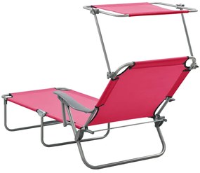 Espreguiçadeira com toldo aço rosa
