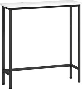 HOMCOM Mesa Consola Moderna Consola Estreita com Superfície com Efeito Mármore e Estrutura de Metal 75x24x76 cm Branco e Preto | Aosom Portugal