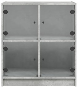 Armário de apoio c/ portas de vidro 68x37x75,5 cm cinza cimento