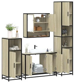 vidaXL 4 pcs conj. móveis casa banho derivados madeira carvalho sonoma