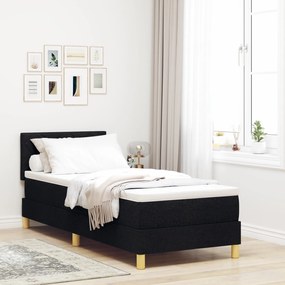 Cama Box Spring com Colchão Preto 80x200 cm Tecido