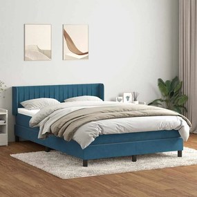 vidaXL Cama box spring com colchão 160x210 cm veludo azul escuro