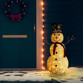 vidaXL Boneco de neve decorativo com luz LED tecido de luxo 120 cm
