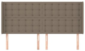 Cabeceira cama abas tecido 203x16x118/128 cm cinza-acastanhado