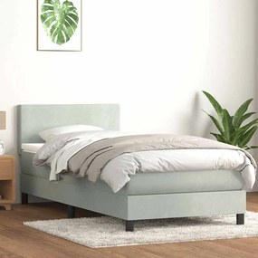 vidaXL Cama com molas/colchão Cinza Claro 90x210 cm veludo
