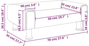 Sofá infantil 70x45x26,5 cm veludo rosa