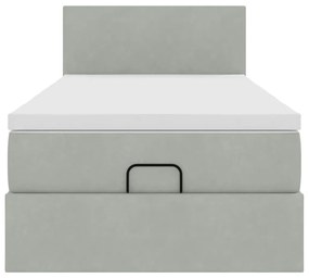 Estrutura cama otomana colchão 80x200 cm veludo cinzento claro