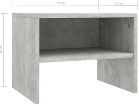 Mesa-de-cabeceira 40x30x30 cm contraplacado cinzento cimento