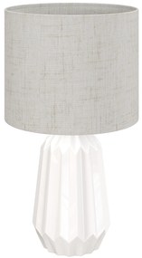 HOMCOM Candeeiro de Mesa com Base de Cerâmica e Ecrã de Linho Estilo Retro com Interruptor E27 40W Ø22x39 cm Branco e Bege | Aosom Portugal