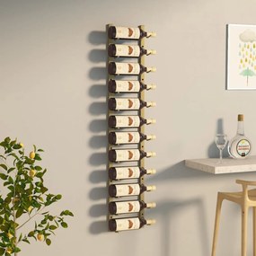 Garrafeira de parede para 12 garrafas ferro dourado