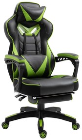 Vinsetto Cadeira de escritorio gaming ergonômica Altura ajustável  Reclinável  65x70x118,5-128,5 cm Verde e Preto|Aosom Portugal