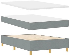 Cama Box Spring com Colchão &amp; LED Cinza Claro 120x200 cm Tecido