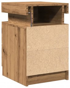 Mesa de cabeceira c/ LED derivados madeira carvalho artisiano