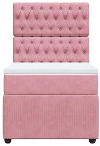 Cama com molas/colchão 100x200 cm veludo rosa
