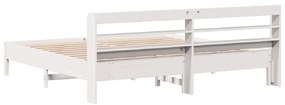 Cama sem colchão 180x200 cm madeira de pinho maciça branco