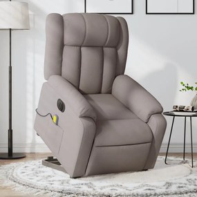 vidaXL Poltrona elétrica elevatória massagens tecido cinza-acastanhado