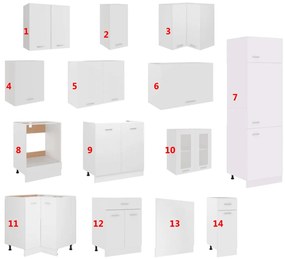 14 pcs conjunto armários de cozinha contraplacado branco