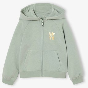Casaco desportivocom fecho e capuz, para menina verde-salva
