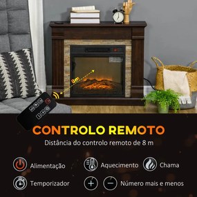 Lareira Elétrica 1800W com Efeito de Chama Realista - Design Vintage