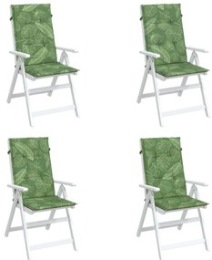 Almofadões cadeira de encosto alto 4 pcs tecido folhas