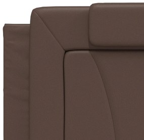 Estrutura cama c/ cabeceira 200x200cm couro artificial castanho