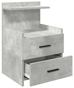 Mesa de cabeceira com 2 gavetas cinza concreto 40x36,5x62 cm