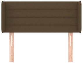 Cabeceira de cama c/ abas tecido 103x16x78/88cm castanho-escuro