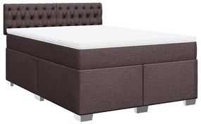 Cama com molas/colchão 160x200 cm tecido castanho-escuro