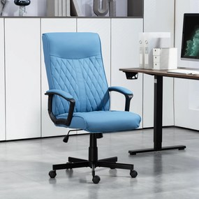 Cadeira de Escritório Giratória 360° com Encosto Alto Altura Ajustável e Função de Inclinação 65x65x102-112,5 cm Azul