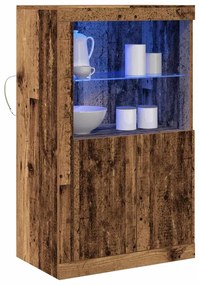 Sideboard vidaXL com Luzes LED Madeira Velha 60,5x37x100 cm