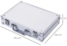 Mala de Pôquer Profissional com 200 Fichas Jogo de Pôquer Casino com Maleta de Alumínio 5 Dados 2 Baralhos de Cartas e 1 Ficha de Dealer 29,5x20,5x6,5