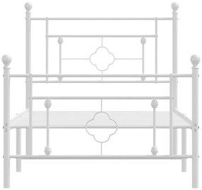 Estrutura de cama com cabeceira e pés 100x200 cm metal branco
