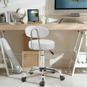 Banco escritorio, trabalho  com rodinhas, giratória 360° e com encosto branco