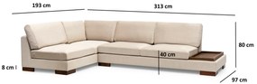 Sofá de Canto Tulip - Bege - 193 cm x 313 cm
