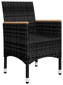 5 pcs conjunto de jantar p/ jardim c/ almofadões preto