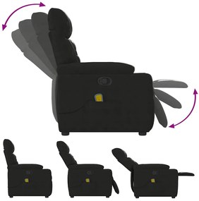 Poltrona de massagens reclinável tecido de microfibra preto