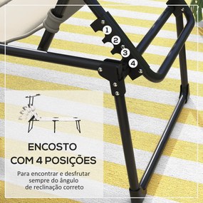 Outsunny Espreguiçadeira Dobrável Espreguiçadeira de Jardim com Toldo