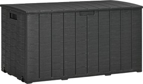 Baú de Armazenamento Exterior 366L com Parede Dupla Rodas Alças para Varanda Pátio Carga 100 kg 122,4x62x64,5 cm Preto