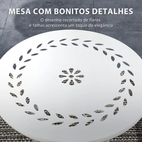 Mesa de Jardim Redonda Mesa de Varanda Ø40x50 cm com Pés Ajustáveis e