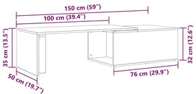 Mesa de Centro Folheada Preta de 150x50x35 cm