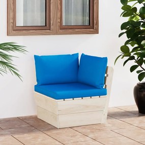 vidaXL Sofá de canto paletes p/ jardim com almofadões abeto impreg.