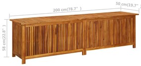 Caixa de arrumação p/ jardim 200x50x58 cm madeira acácia maciça