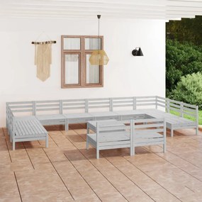 vidaXL 13 pcs conjunto lounge de jardim pinho maciço branco
