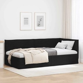 vidaXL Estrutura de Cama de Canto Preto 90 x 200 cm Veludo
