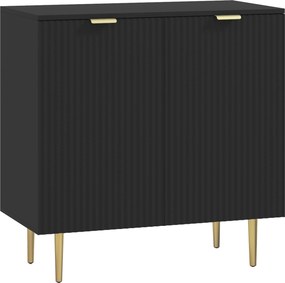 HOMCOM Aparador para Sala 80x40x80 cm 2 Portas Prateleira Ajustável Pés Metálicos Preto | Aosom Portugal